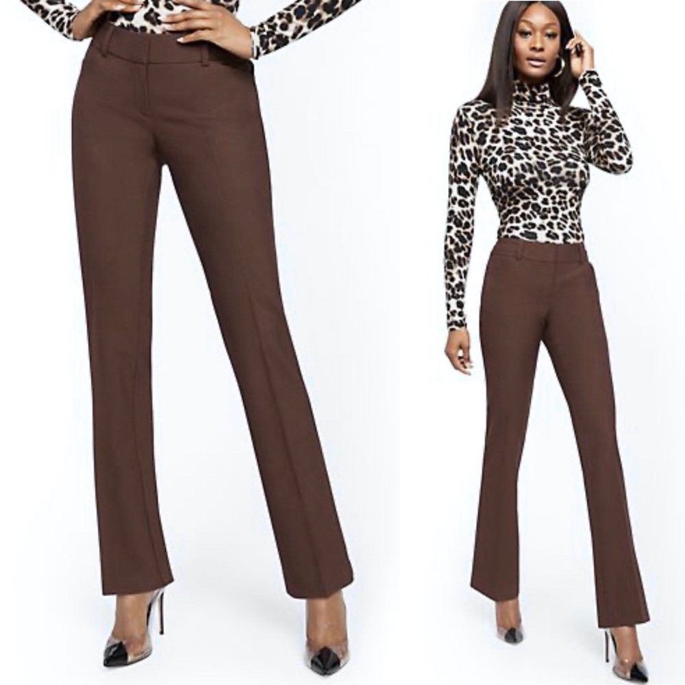 7th Ave Taupe Straight Leg Pants